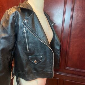 Love Tree Faux Leather Moto Jacket – Black (Small)